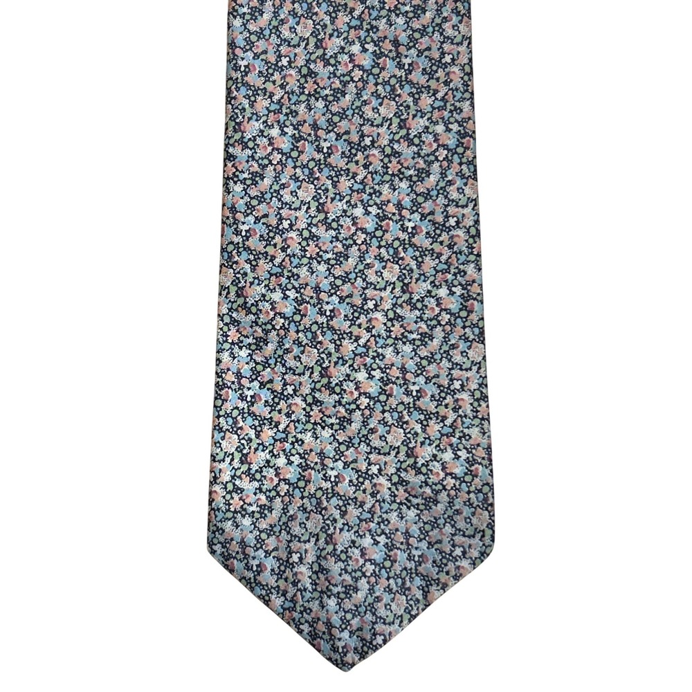 Liberty of London Saks Fifth Avenue Floral Print Necktie Blue Pink 55" L 3.25" W